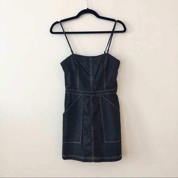 Urban Outfitters Devon Black Contrast Stitch Mini Dress - Picture 2 of 6
